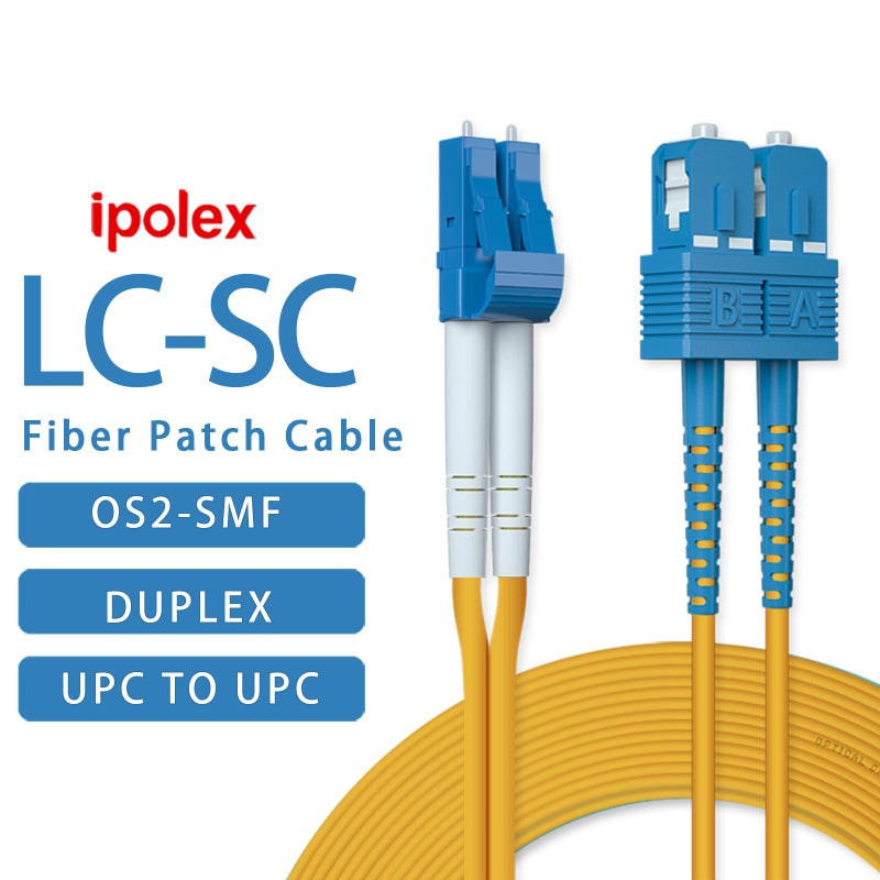 ipolex OS2 SC to LC Fiber Patch Cable Single Mode Duplex - 2m (7ft) - 10Gb/Gigabit Fiber Optic Cable Cord Jumper- LSZH 9/125Î¼m, SMF, Yellow - Image 2